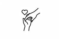 Stile: set di icone vettoriali monolinea, outline puro, nessun riempimento, spessore uniforme, angoli e terminali arrotondati, geometria pulita, zero texture, zero gradienti, zero ombre, nero su sfondo trasparente, layout 1:1 con padding 10%, leggibilità a 24–48 px, zero testo/numeri, zero micro-dettagli, coerenza formale fra le icone.

Soggetto: una mano dall’alto che afferra delicatamente il polso di una seconda mano che sale; piccolo cuore sopra il punto di contatto; diagonale leggera.